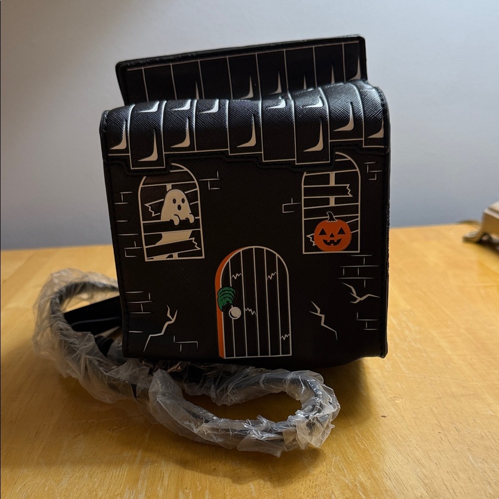 Mad Engine Haunted House Themed Black Crossbody Bag